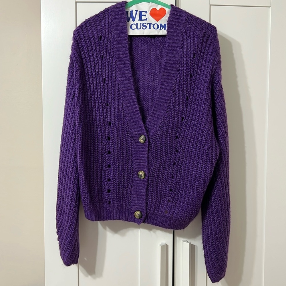 Purple cardigan